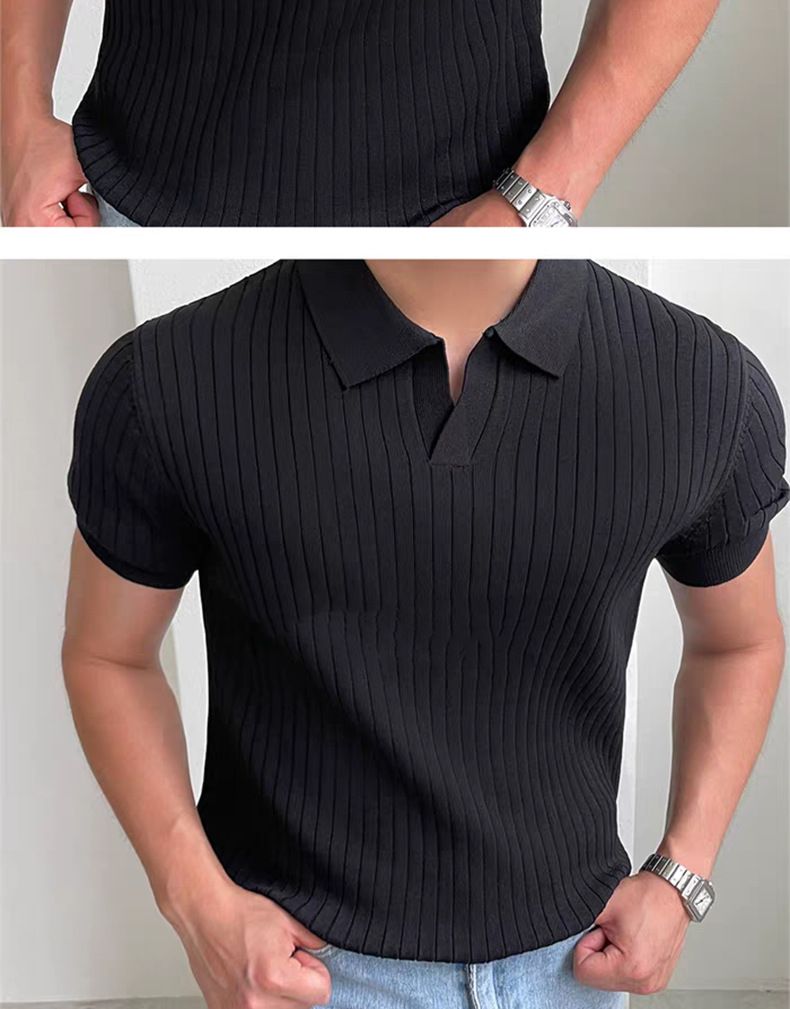Men's Clothing Summer Light Mature Short Sleeved Polo Shan Men's Version Of Slim Lapel Solid Color Casual Thin Half Sleeved Trendy Temperament Top_voghion.com