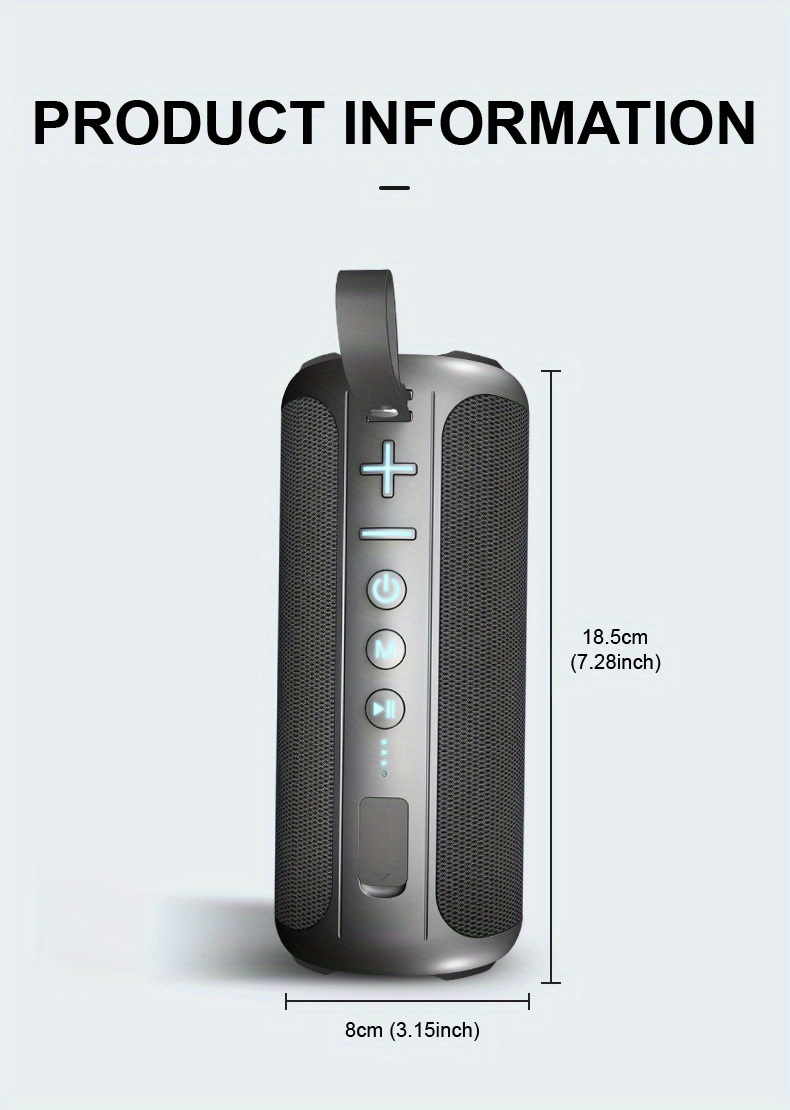 20W Power Portable Portable IPX5 Waterproof Sports Wireless Audio Super Heavy Subwoofer Indoor And Outdoor 3D Stereo_voghion.com