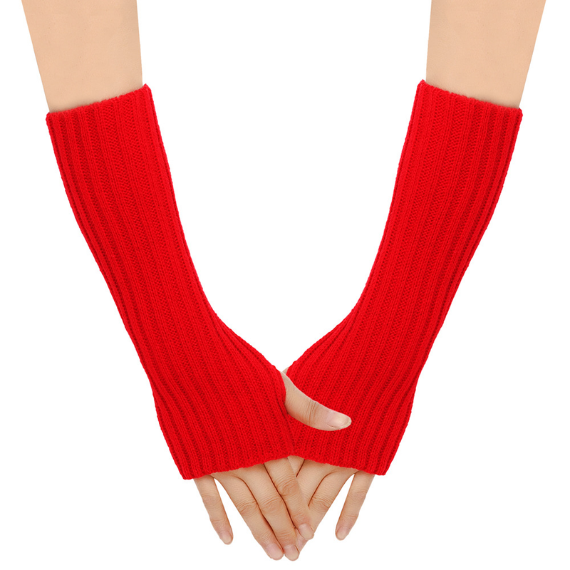 Autumn Winter Long Gloves For Men And Women, Sleeves, Half Finger, Fingerless, Warm Arm Covers, Knitted Gloves,_voghion.com