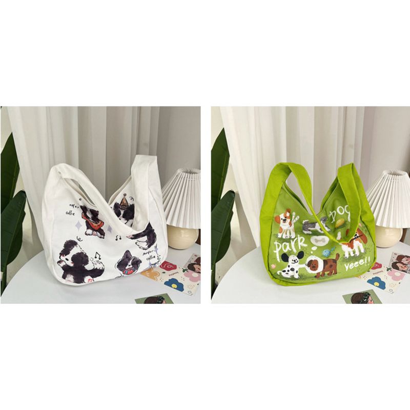 2024 New Spring Outing Dog Shoulder Versatile Large Capacity Canvas Student Commuter Tote Women's Outgoing Bag_voghion.com
