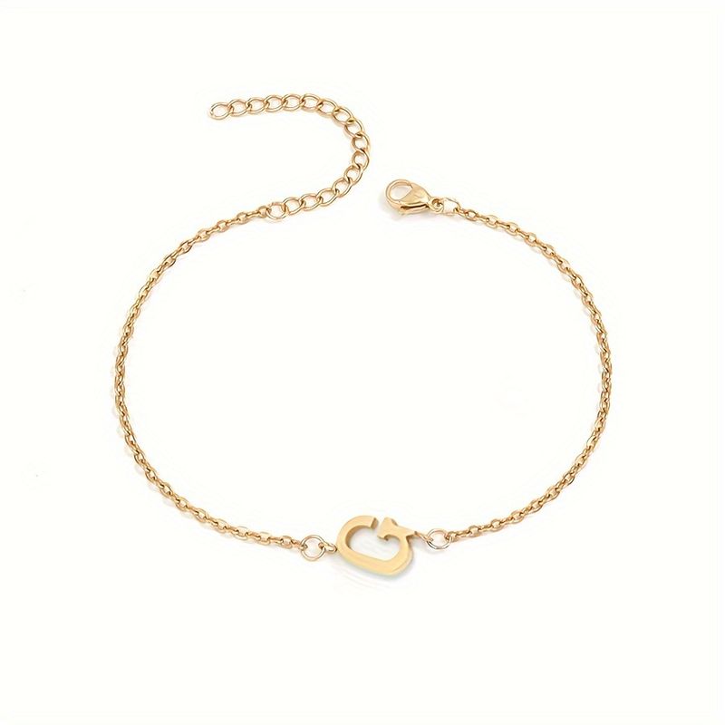 1pc Letter Shape Beads Thin Chain Bracelet, Simple Minimalist Hand Chain Unisex Jewelry Decoration_voghion.com