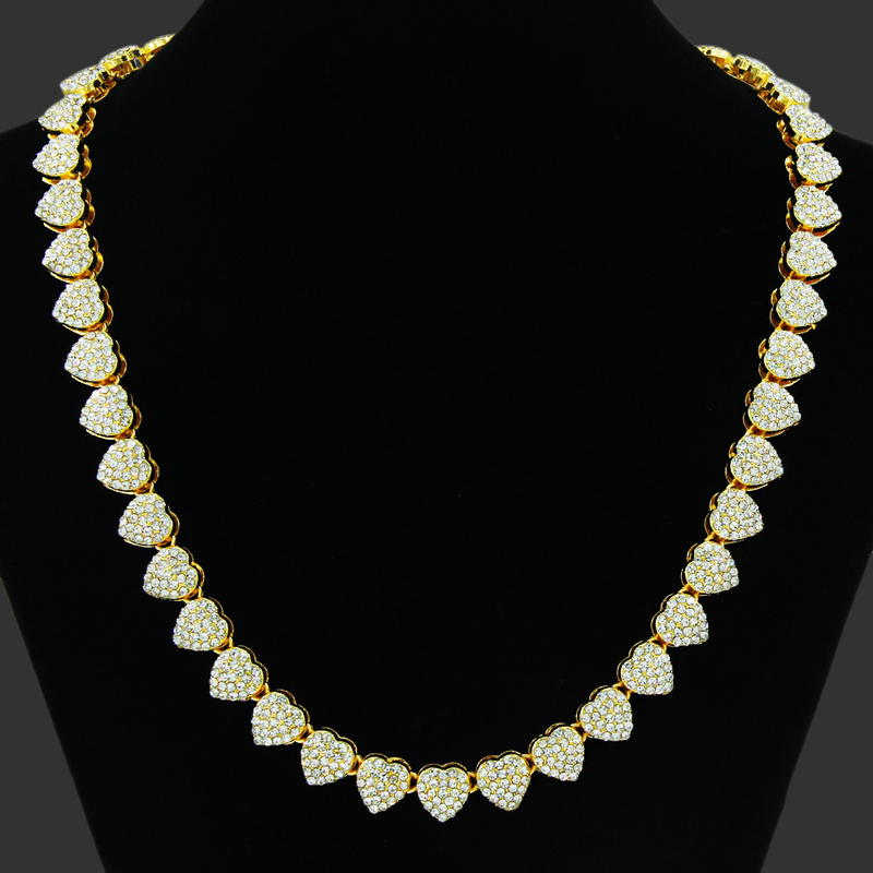Cristal miami iced out cubana link corrente pulseira colar para homens e mulheres strass completo encantos hip hop jóias corrente_voghion.com