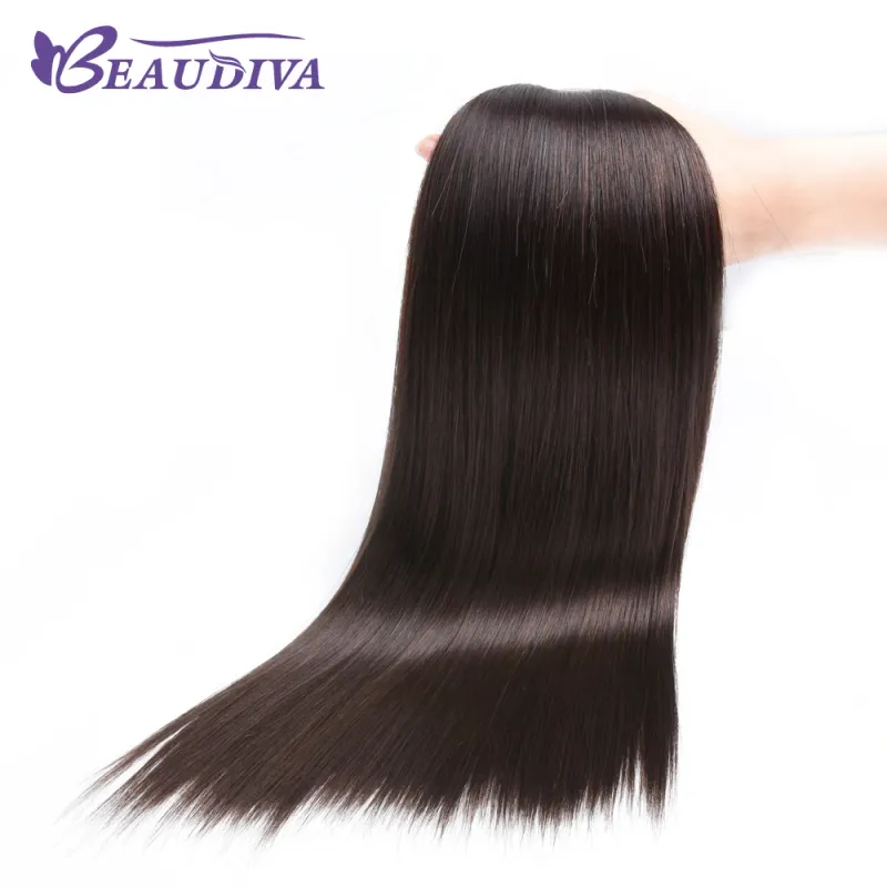 Braune glatte Haarbündel, brasilianisches Echthaar, dunkelbraune Remy-Haarverlängerungen, natürliche Farbe_voghion.com