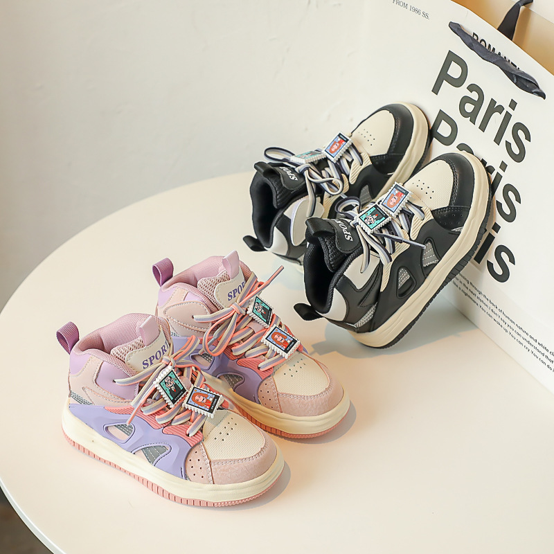 Scarpe sportive in velluto per bambini per autunno e inverno, nuovo fondo morbido, alte per ragazzi, casual, da corsa per ragazze, due in cotone_voghion.com