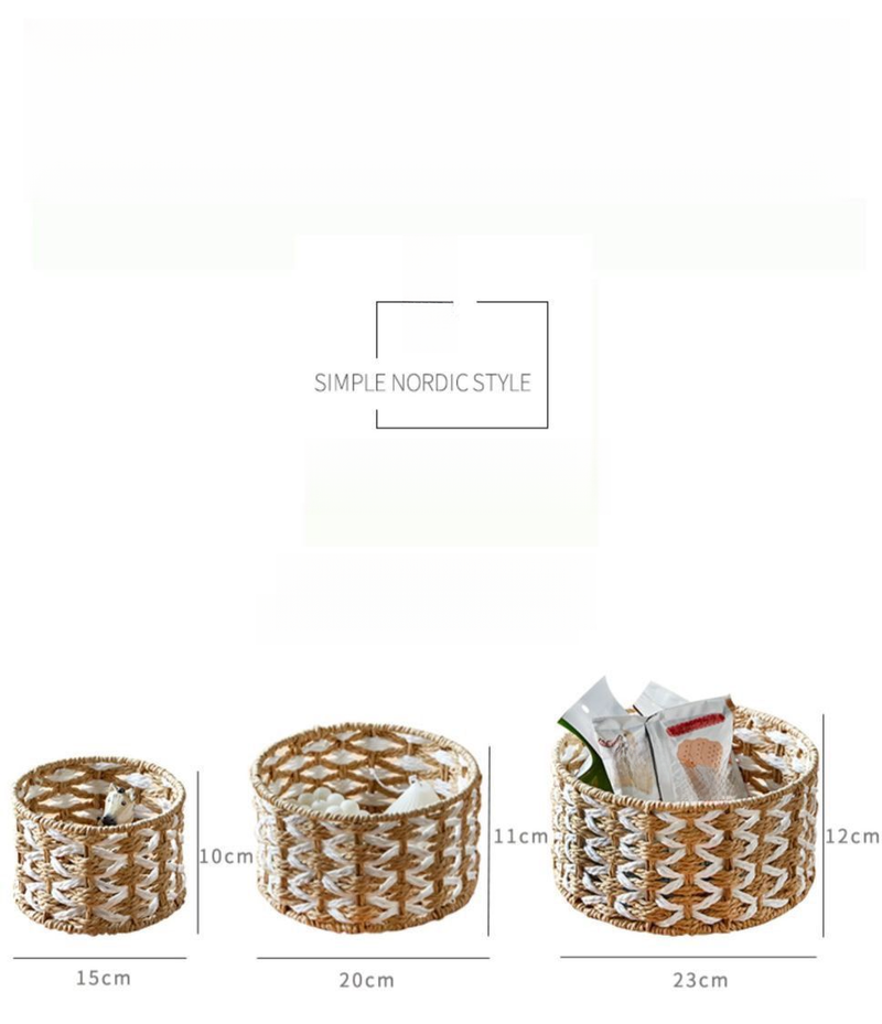 Desktop Woven Storage Box Coffee Table Entryway Key Miscellaneous Rattan Snacks Home Dormitory Cosmetics Round Handmade_voghion.com