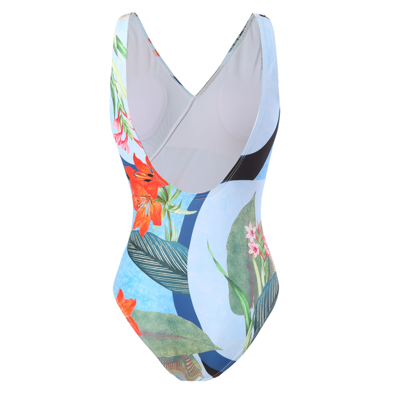 Maillot de bain une pièce imprimé pour femmes, bikini à lacets, jupe longue en mousseline de soie_voghion.com