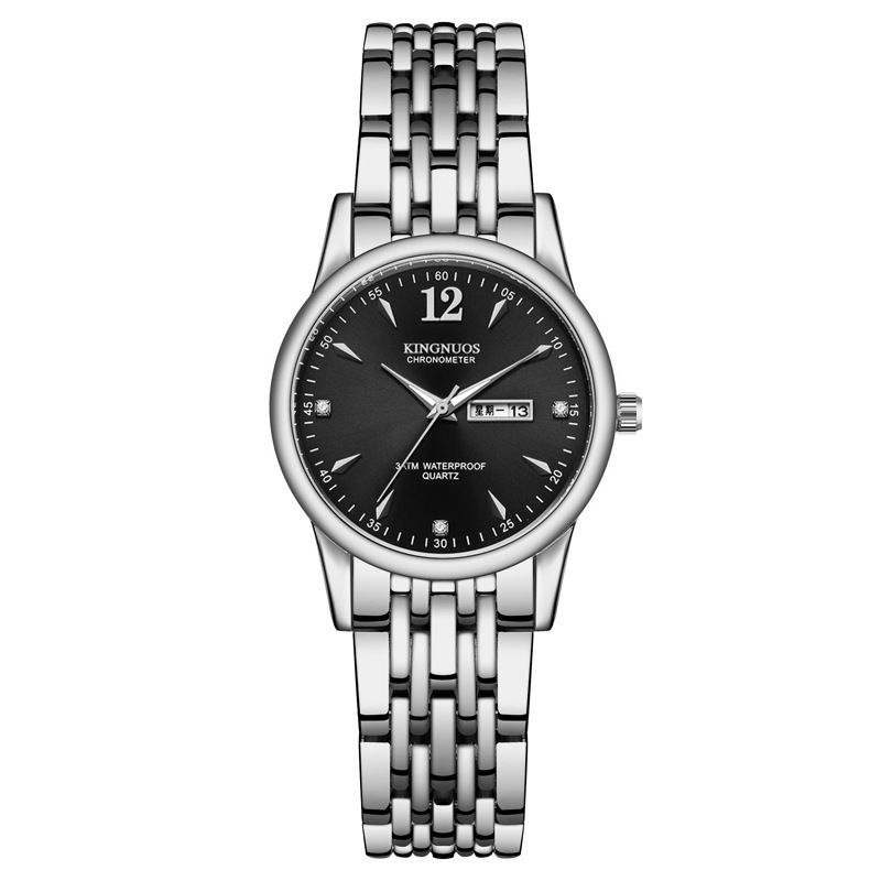 Simple Fasion Fres Casual Quartz Couple Watces Steel Band Dual Calendar Men's Luminous Waterproof Trendy Women's_voghion.com