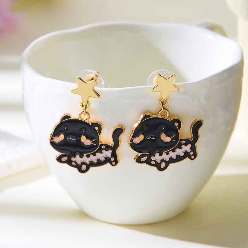 Earrings For Women, Unique Bat Pendant Spooky Cat Halloween Stud Earrings, Ear Jewelry_voghion.com