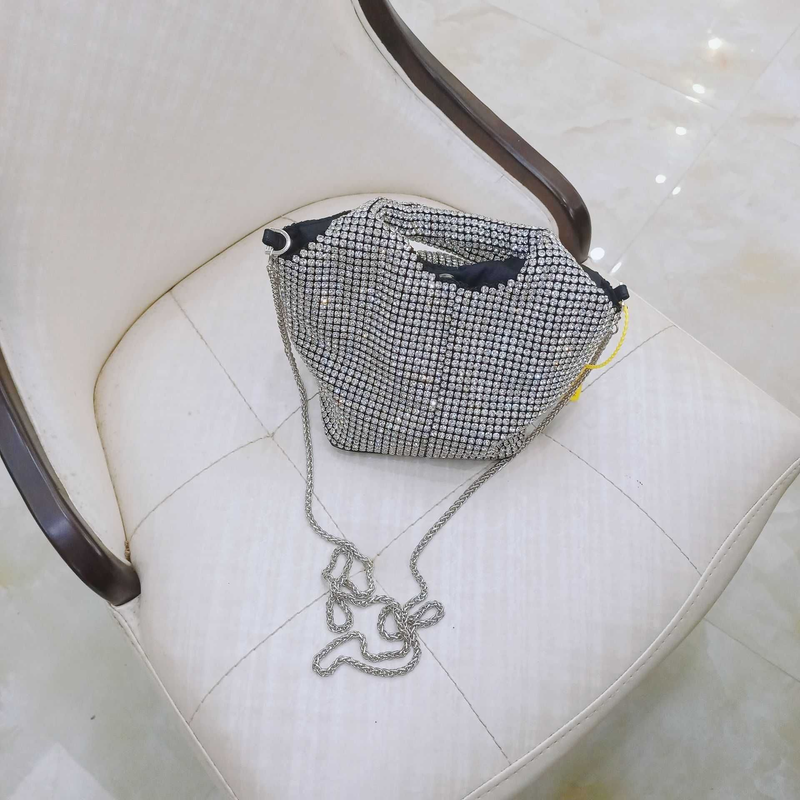 Damentasche, modische, hochwertige Diamantkette mit Strass, tragbarer Messenger für den Abend_voghion.com