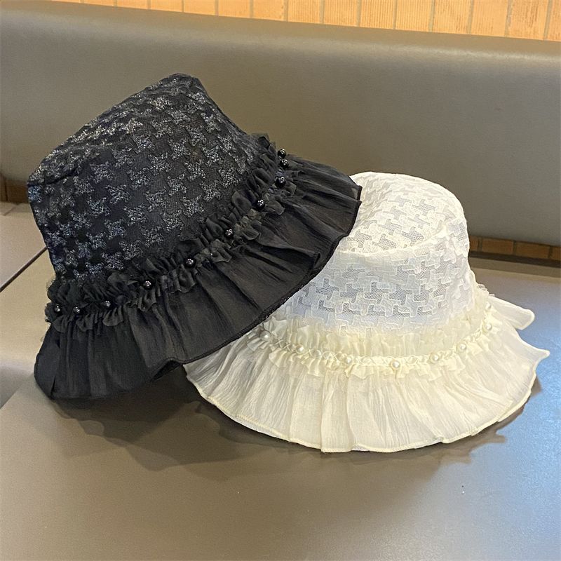 Nuovo cappello da sole versatile estivo da donna con secchiello in pizzo e piccola vaschetta per la protezione solare_voghion.com