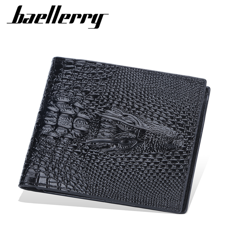 Portafoglio corto da uomo con testa di coccodrillo, portamonete multi-slot in PU, porta carte aperto per uomo_voghion.com