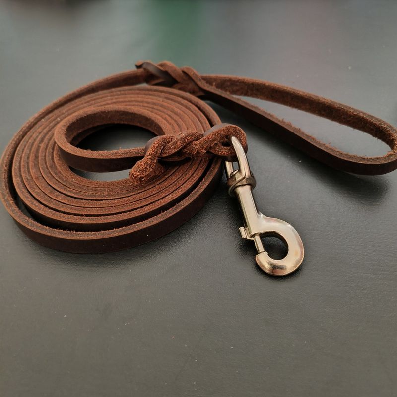 Top Layer Gelb Walking Wettbewerb Seil Haken Rindsleder Traktion Gürtel Training Weiche Leder Hundeleine_voghion.com