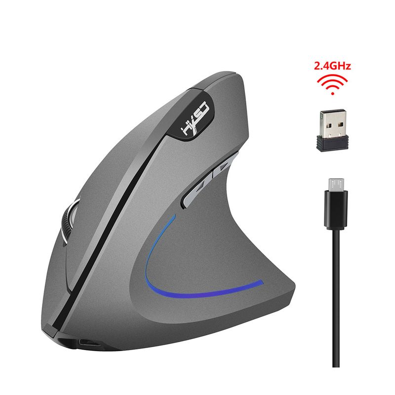 HXSJ Ergonomic Vertical Mouse With 2.4GHz Wireless, 2400DPI Adjustable, 6-Button Design, Comfort Fit For PC/Laptop_voghion.com