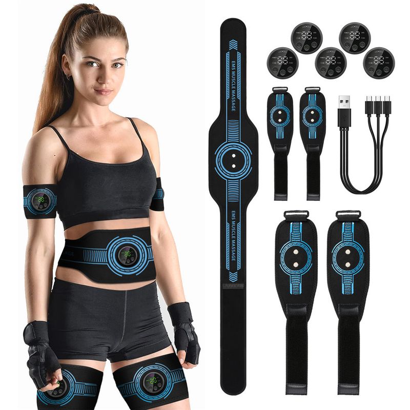 Five Piece EMS Massage Device, Patch, Fat Shedding Intelligent Abdominal Belt Fitness Device Massage Belt And Abs Pad_voghion.com