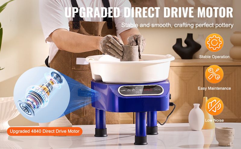 Pottery Wheel, 10 inch Pottery Forming Machine, 350W Electric Wheel for Pottery with Foot Pedal and LCD Touch Screen, Direct Drive Ceramic Wheel with _voghion.com