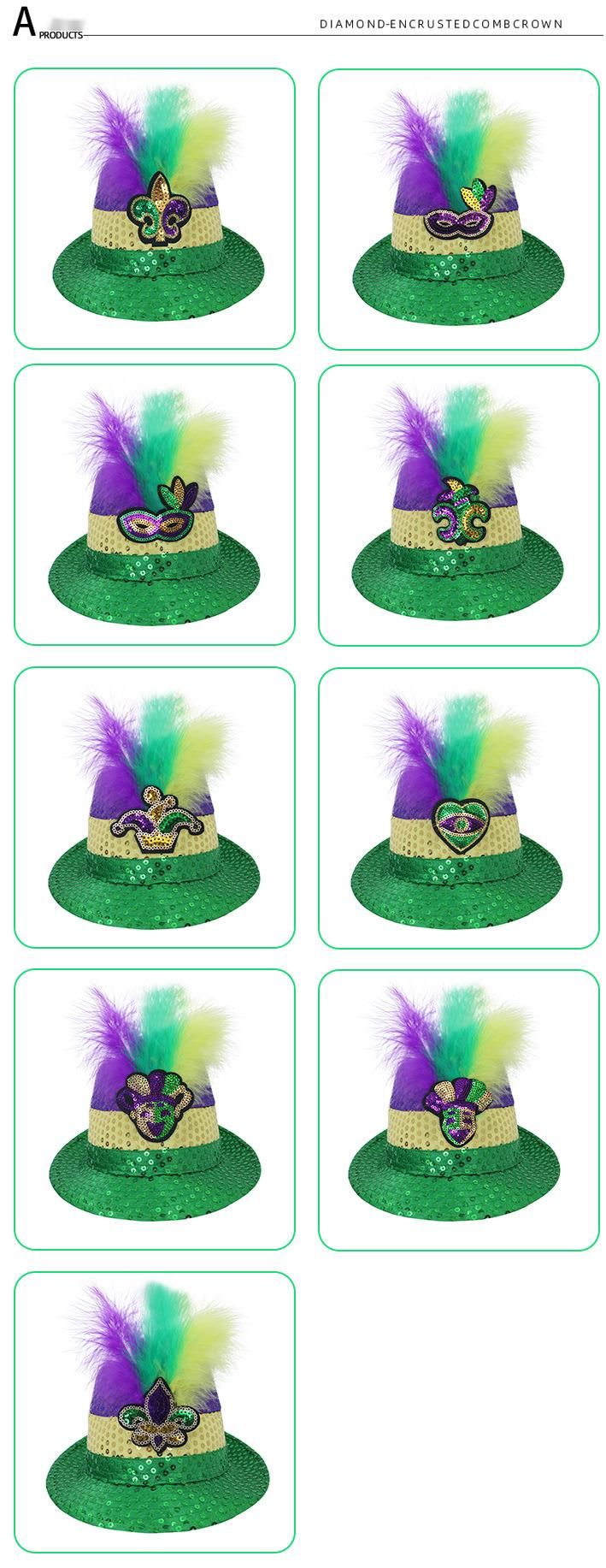 New Brazilian Carnival Three-Color Feather Jazz Hat Venice Party Ball Performance Props_voghion.com