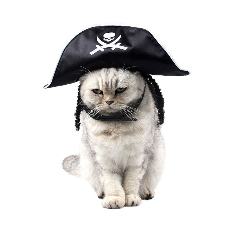 Pet Supplies Halloween Party Performance Costume Spring And Autumn 3D Wig Pirate Cat Hat_voghion.com