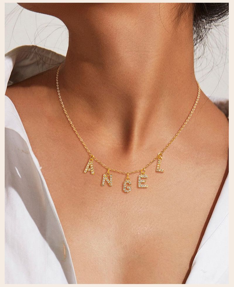 2025 Nuovi arrivi Collana personalizzata con nome per donna, Collana con ciondolo con lettera iniziale in zircone, Gioielli all'ingrosso in acciaio inossidabile_voghion.com