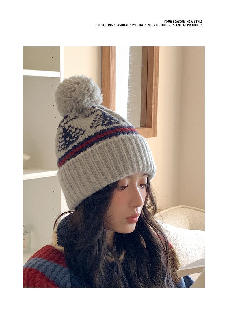 Gorro navideño rojo de lana para niños, ideal para el invierno. Grueso, cálido y con protección para las orejas. Perfecto para parejas, estudiantes y personas que buscan un gorro de punto resistente al frío._voghion.com