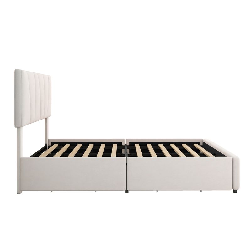 Plateforme de Polster Double taille, avec deux lames de protection sur deux côtés, tête de lit polyvalente, Beige (140x200cm)_voghion.com