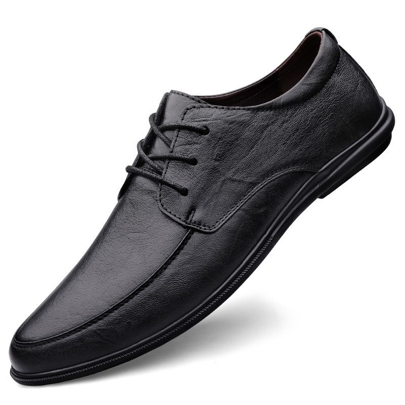 Business British Style Casual Soft Sole Non-Slip Breathable Leather Men's Work Shoes_voghion.com