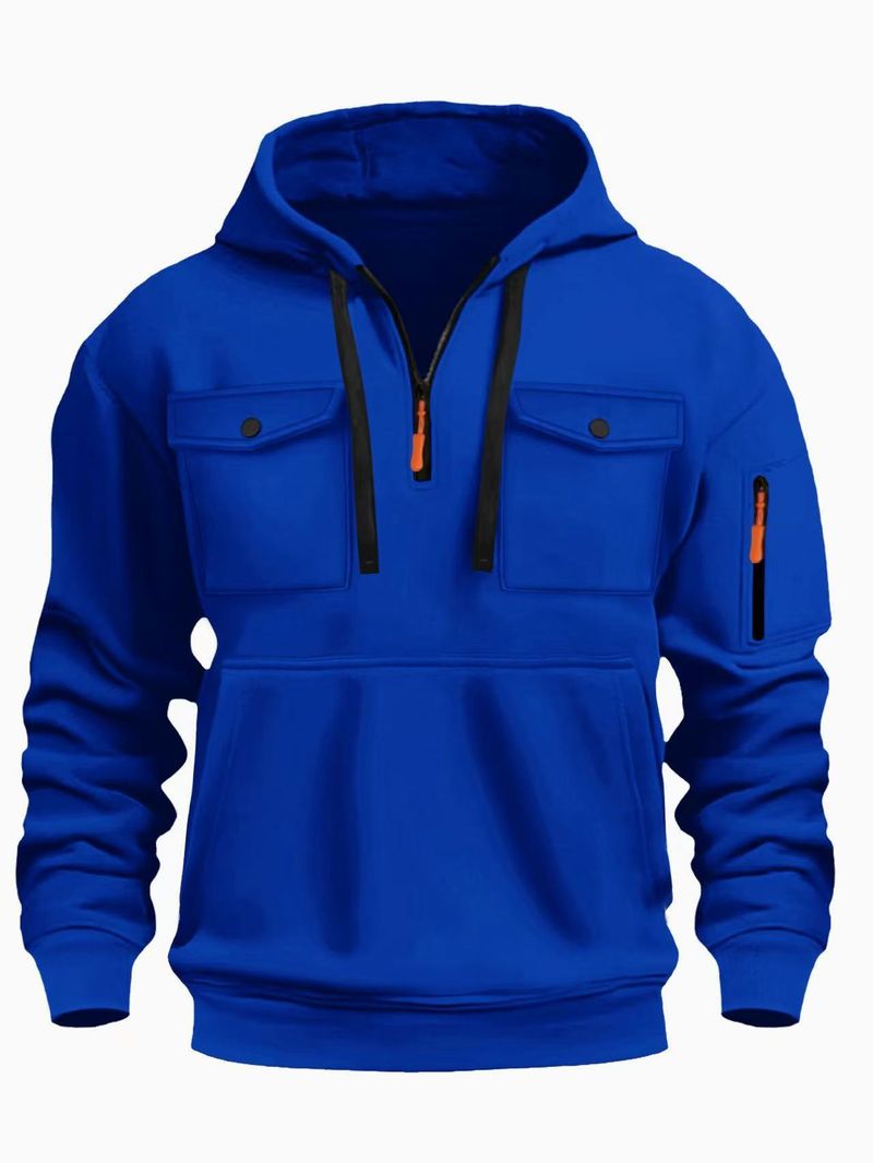 Felpa da uomo autunnali e invernali con cappuccio, multitasche, a maniche lunghe, giacca in velluto, casual, sportiva_voghion.com