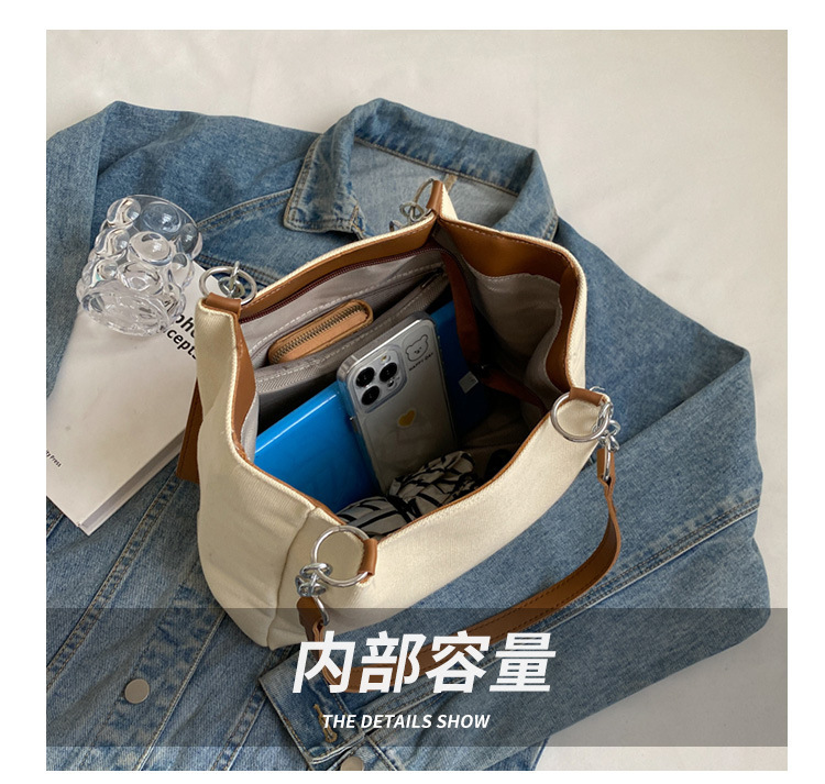 03 New Canvas Girls' Chain Advanced Sense Trend Portable Tote Bag Commuting Simple and Large Capacity_voghion.com