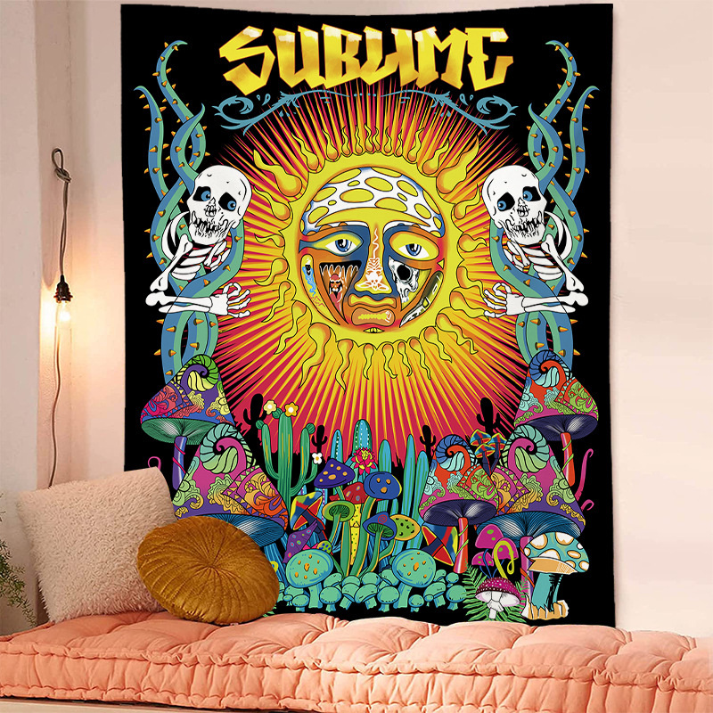 Skeleton tapestry wall hanging cloth ethnic background cloth decoration ins background cloth bedr hanging cloth_voghion.com