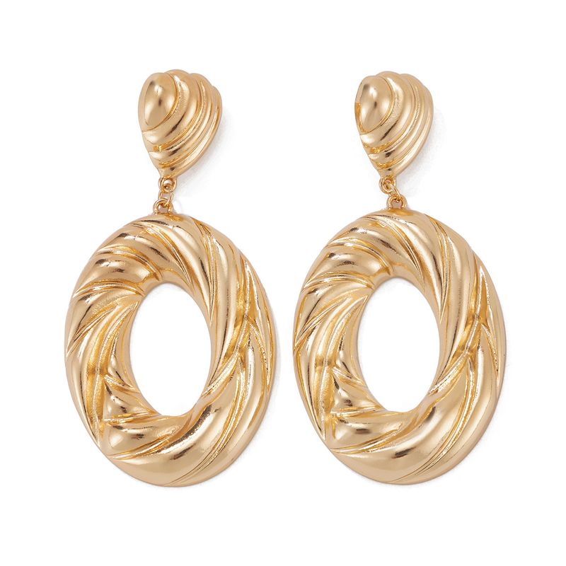 Personality metal geometric texture hollow earrings female irregular twisted glossy earrings earrings_voghion.com