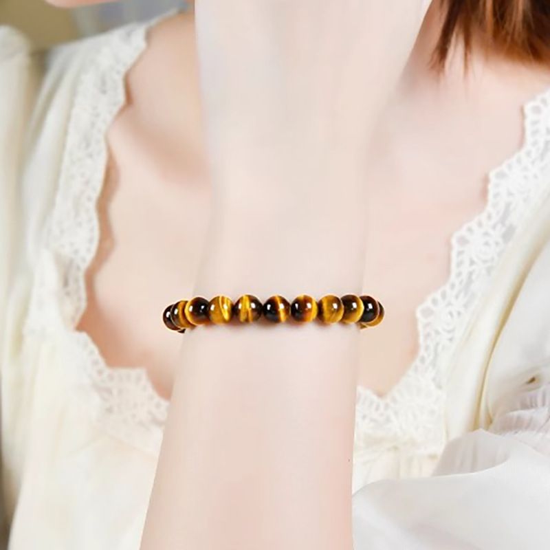 Bracelet œil jaune naturel de qualité collection, motif éclair, bois de calcédoine, pierre tigre transparente, Donghai Ketang_voghion.com