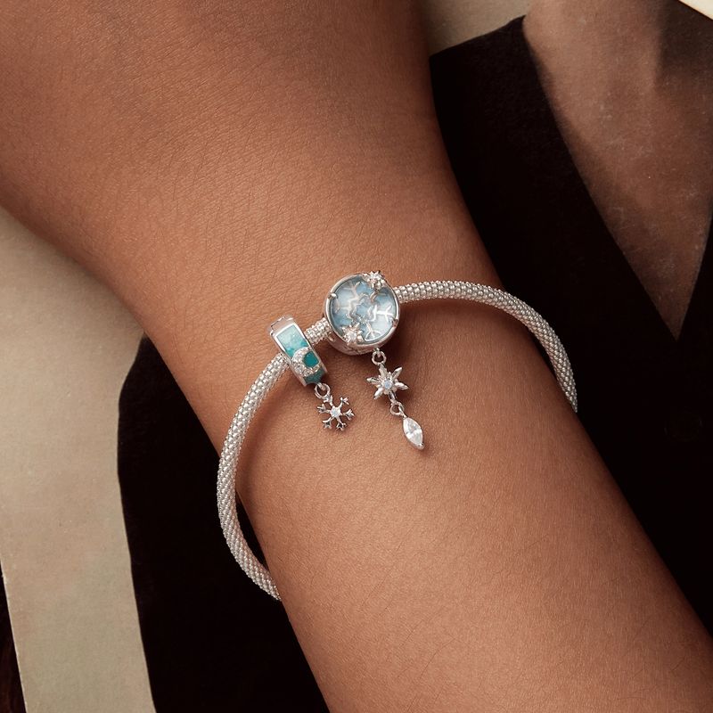 Charm-Anhänger Schneeflocke aus Sterlingsilber mit Kristall, SCC2958_voghion.com