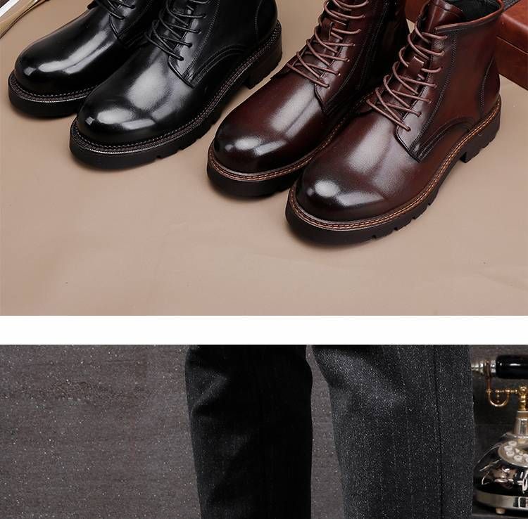 Vintage gewaschenes Pferdeleder Herren Übergröße 47 Herrenstiefel Britischer Stil High Help Stiefel_voghion.com