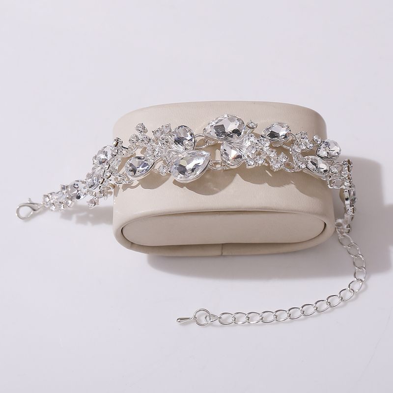 Bracciale rigido da sposa in stile foresta in lega ultra lucida e con diamanti pieni di lusso_voghion.com
