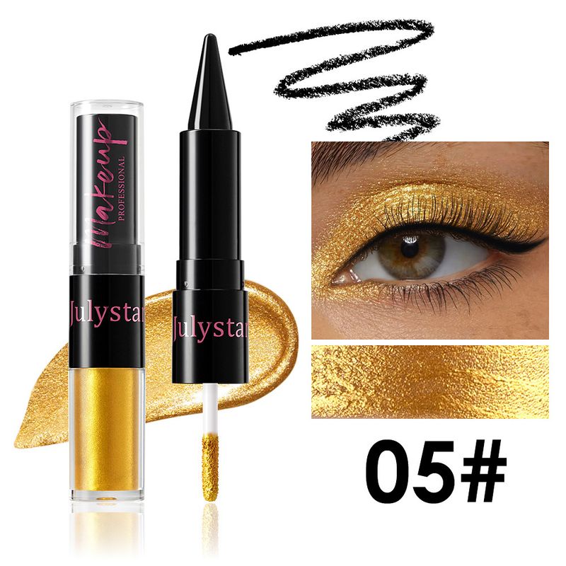 Ombretto e eyeliner combinati, ombretto glitterato perlato, due in uno, doppia punta, facile da colorare, eyeliner nero freddo, trucco combinato_voghion.com