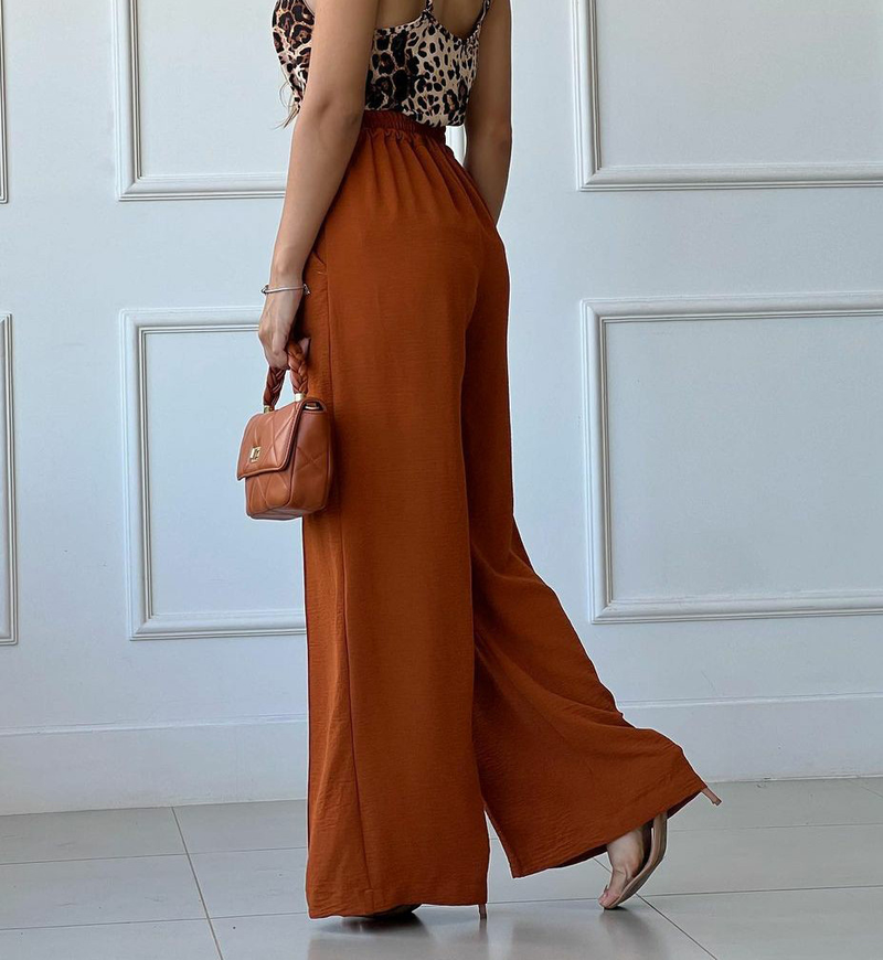 Spring And Summer Thin Trousers Solid Color Loose Pleated Wide Leg Casual Pants Semi Elastic Waist_voghion.com