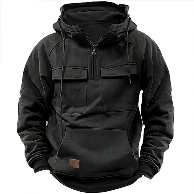 Suéter informal de color liso con capucha para hombre joven, ropa de trabajo, otoño e invierno_voghion.com