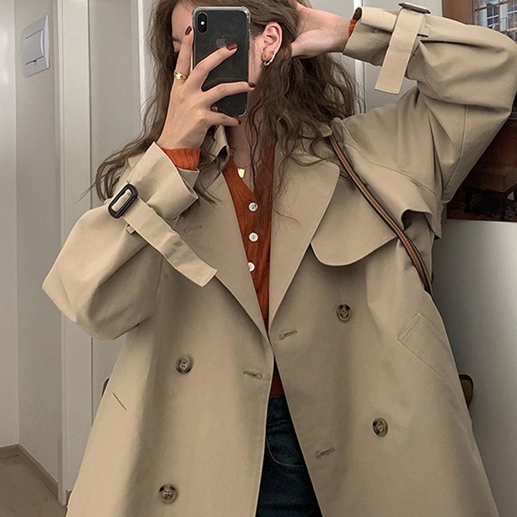 2025 Early Spring And Autumn New Trench Women's Short Coat Petite British Style Elegant Trend This Year_voghion.com