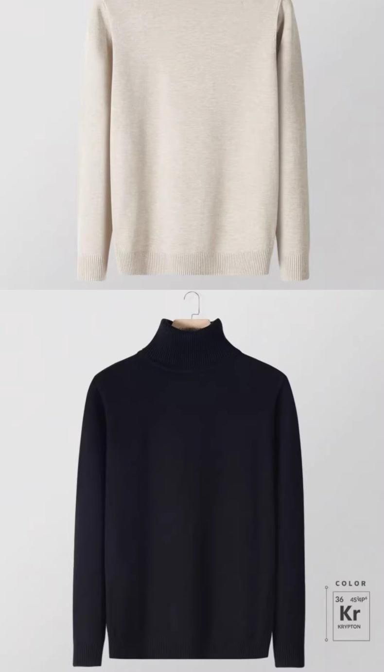 Maglione a collo alto da uomo, nuovo maglione base slim fit autunnale e invernale, stile coreano alla moda e versatile_voghion.com