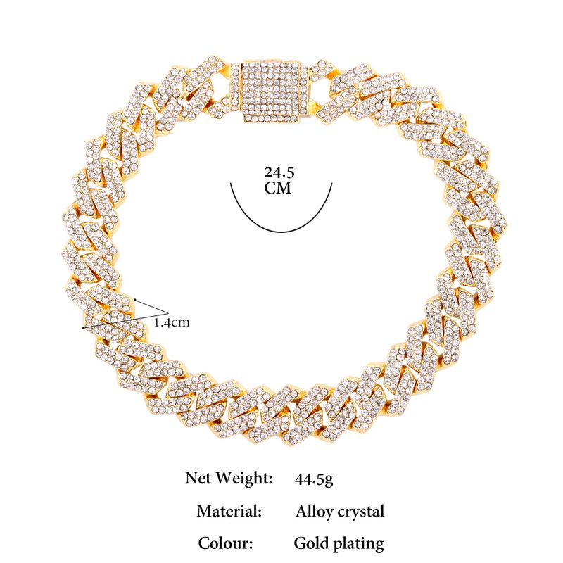 2025 New Arrivals Hip Hop 14MM Prong Link Necklace & Bracelet Iced Out Bling Cuban Chain Rhinestone Chains For Men Punk Rapper Jewelry_voghion.com