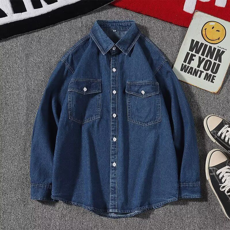 Neues Frühlings-Jeanshemd für Herren mit langen Ärmeln, vielseitiges Paar, große Jacke, locker, trendig, für Herbst und Winter_voghion.com