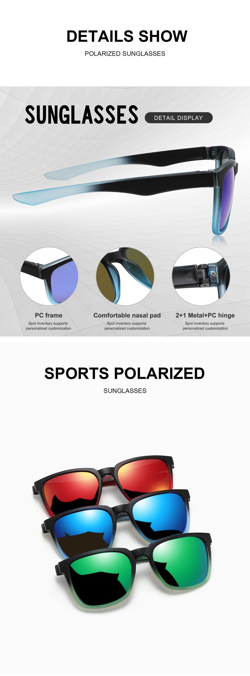 High Quality Sports Sunglasses Unisex PC Frame UV400 Polarized Mirror Lens Sun Glasses for Men_voghion.com