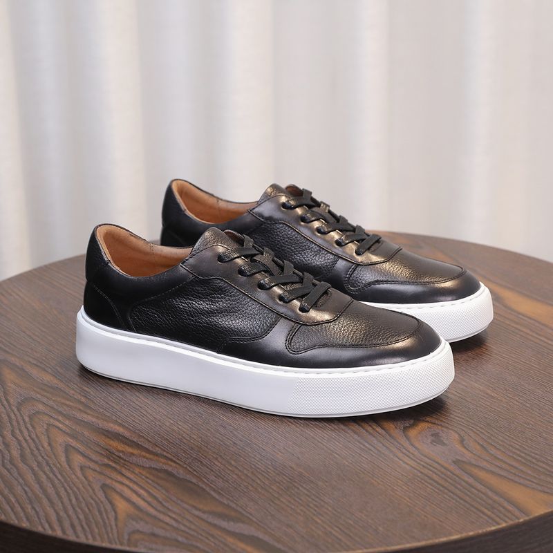 New Style 2025 New Breathable Leather Sneakers High-End Trendy Versatile Fashion Light Luxury Casual Men's Shoes_voghion.com