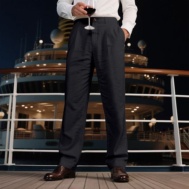 Herrenbekleidung Herren Freizeithose Sommer Dünne Lose Gerade Business Anzughose Herren_voghion.com