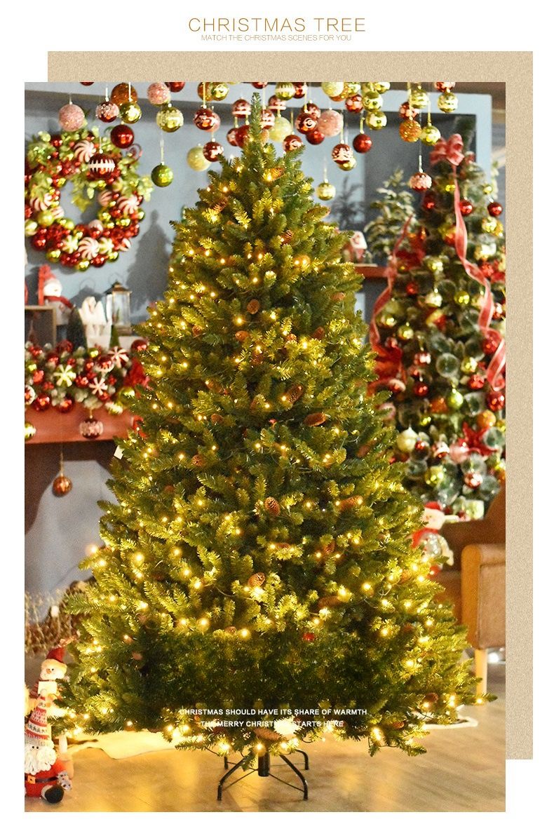 Decorazioni natalizie, albero di Natale luminoso in PVC appuntito + albero di luci a forma di pigna a LED intorno all'albero di Natale luminoso_voghion.com