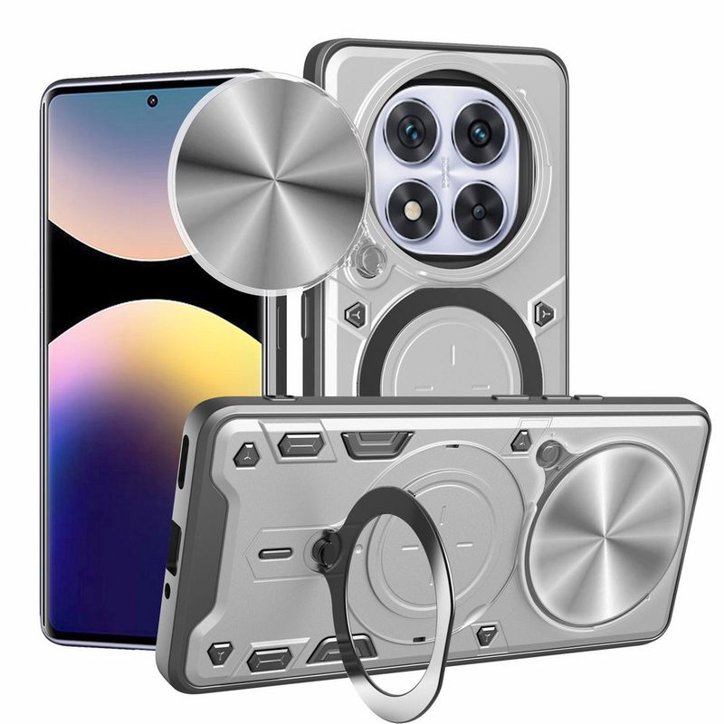 Metallring-Magnet-Autohalterung Kamera-Schutzhülle für Xiaomi Note 14 Pro 4G + Redmi 14C 14R A3 Rotierende Halterabdeckung_voghion.com