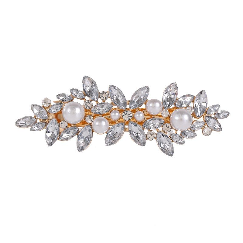 Neue elegante Stil Feder Legierung Haar Wasser Diamant koreanische Ausgabe zurück Kopf Löffel Pferd Schwanz Clip Kopfbedeckung_voghion.com