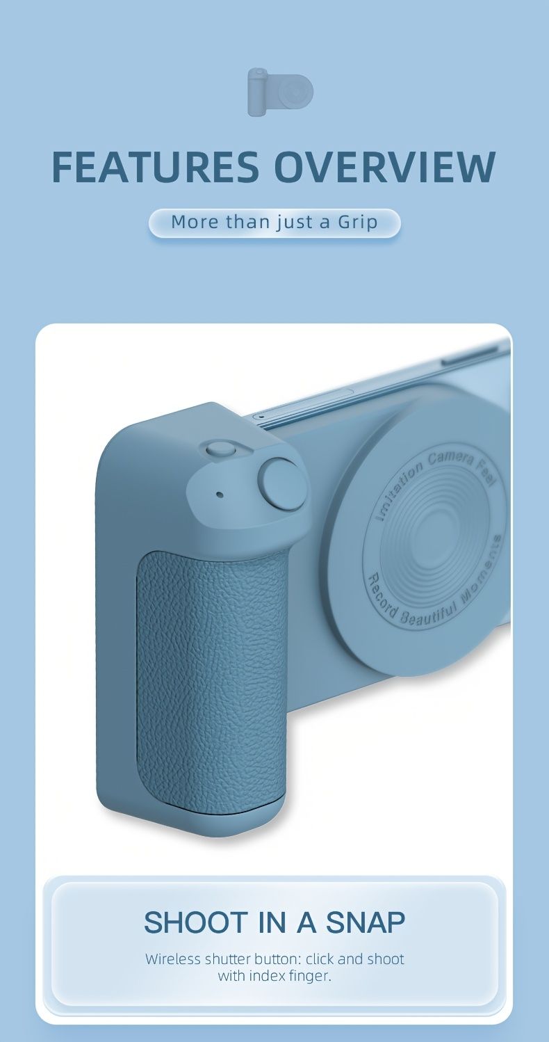 Magnetic Phone Camera Holder, Portable Selfie Handle, Ergonomically Designed For IPhone And Samsung Android Phones For Video And Photo Shooting_voghion.com