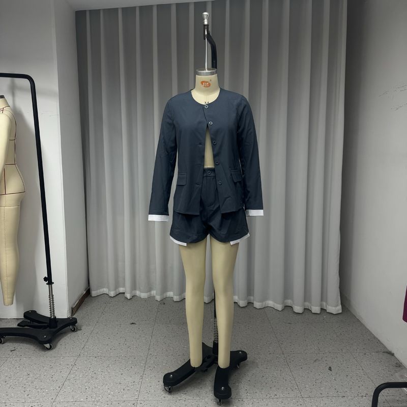 Women's Clothing Women's Suit Lapel Fashion Casual Solid Color Mini Two Piece Suit_voghion.com