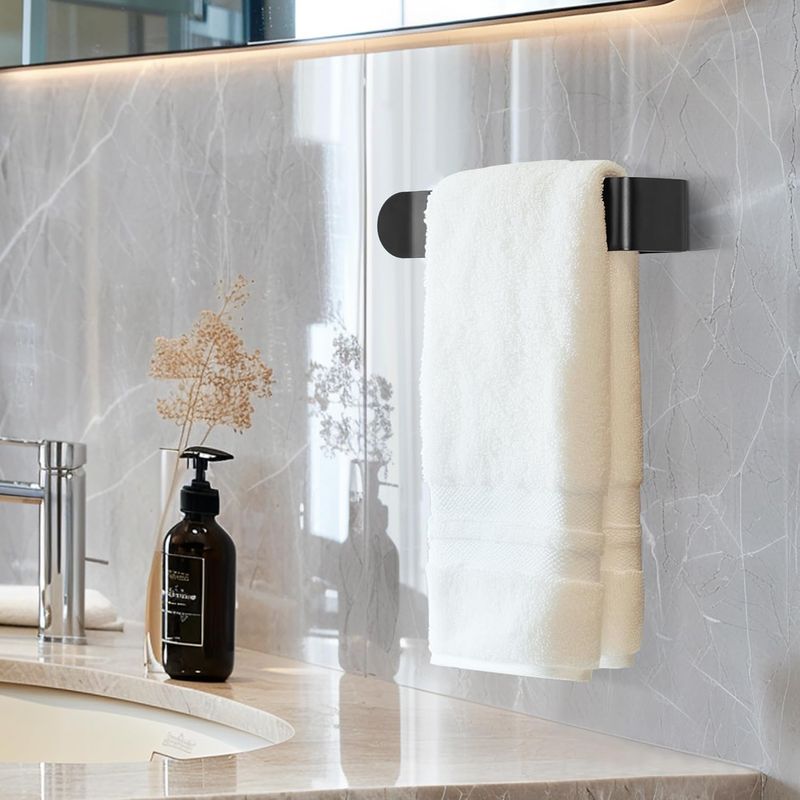 8 inç El Tutacağı, Banyo İçin Kendinden Yapışkanlı Çubuk, Paslanmaz Alüminyum U Şeklinde Havlu Askısı Duvara Yapışabilir, Siyah_voghion.com