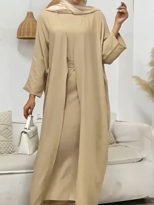 Women's Clothing Elegant Solid Color Simple Three Piece Robe Cardigan_voghion.com